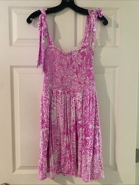 Lilly Pulitzer Pink Smocked Tie-Strap Dress